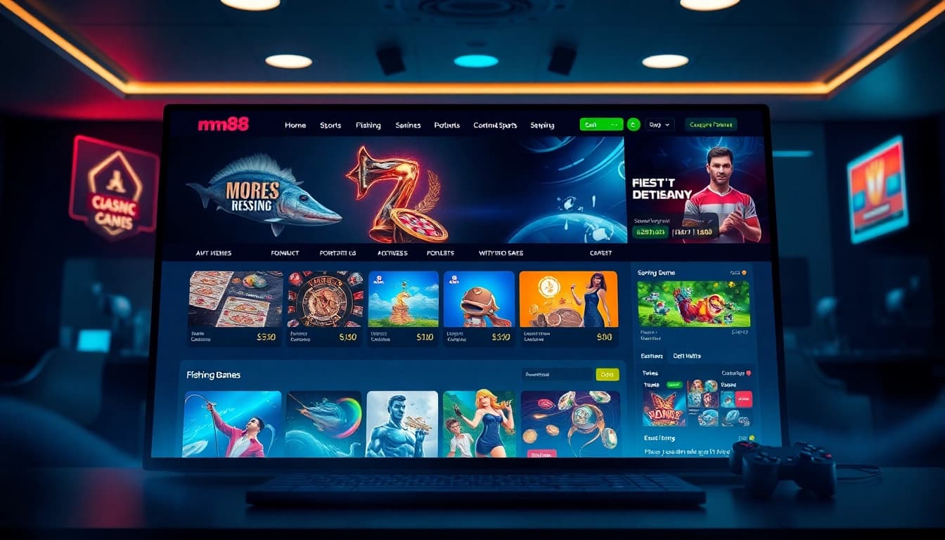 Explore the dynamic mm88 com online gaming platform interface showcasing various games and promotions.