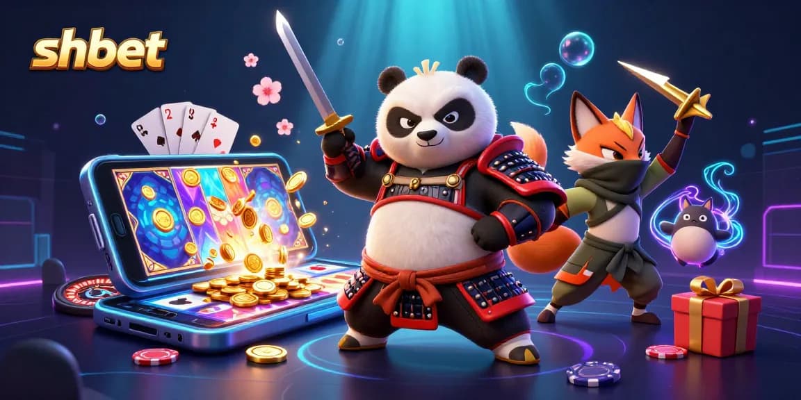 Shbet players experience vibrant 3D casino action with samurai panda and thrilling game elements.