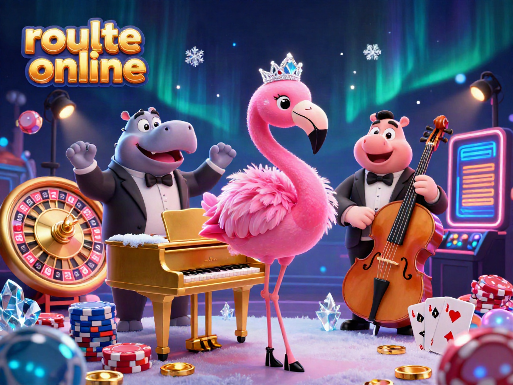 Engage with roulette online in this lively scene featuring vibrant casino characters and elements.