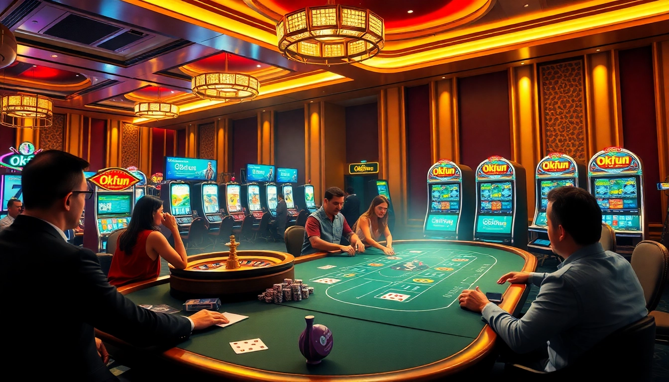 Experience the thrill of Okfun with vibrant casino games, including blackjack and roulette.