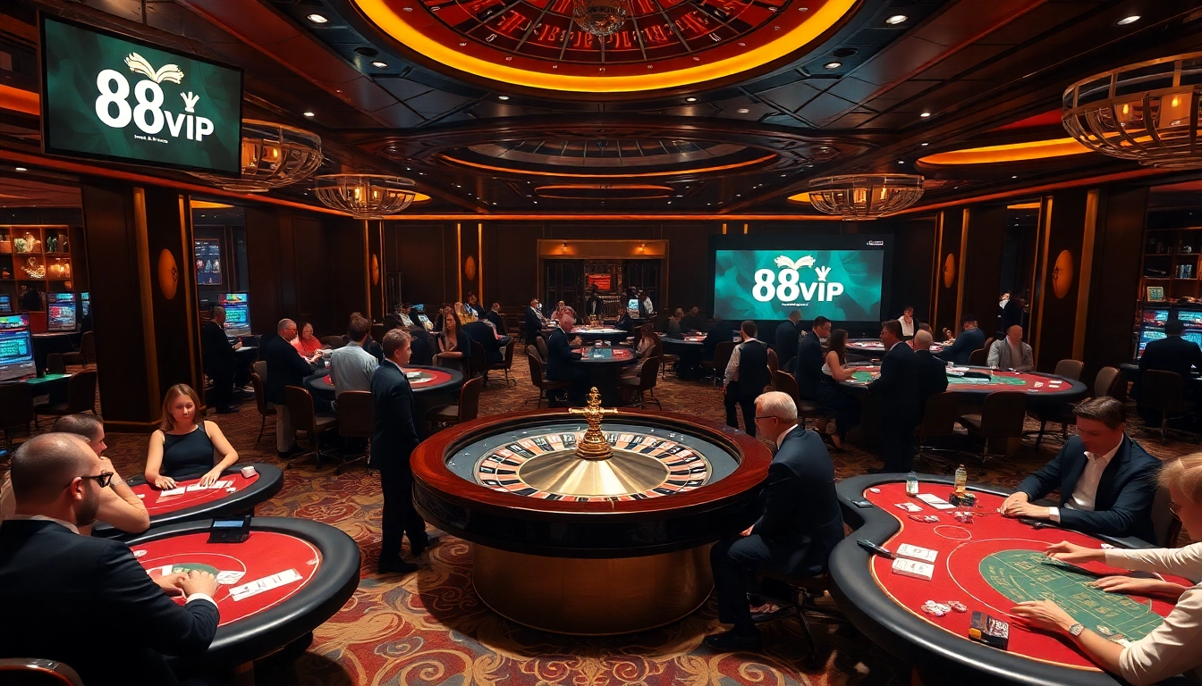 Casino players enjoy a thrilling game at 68VIP's luxurious roulette table.