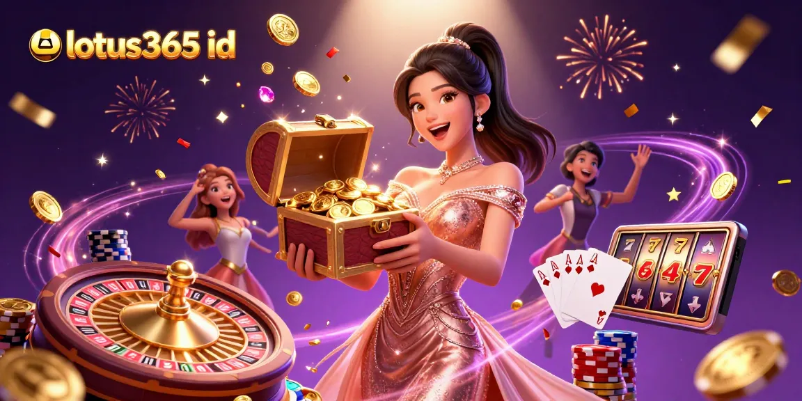 Experience winning excitement with lotus365 id as a stunning Asian woman reveals treasures in a vibrant casino.