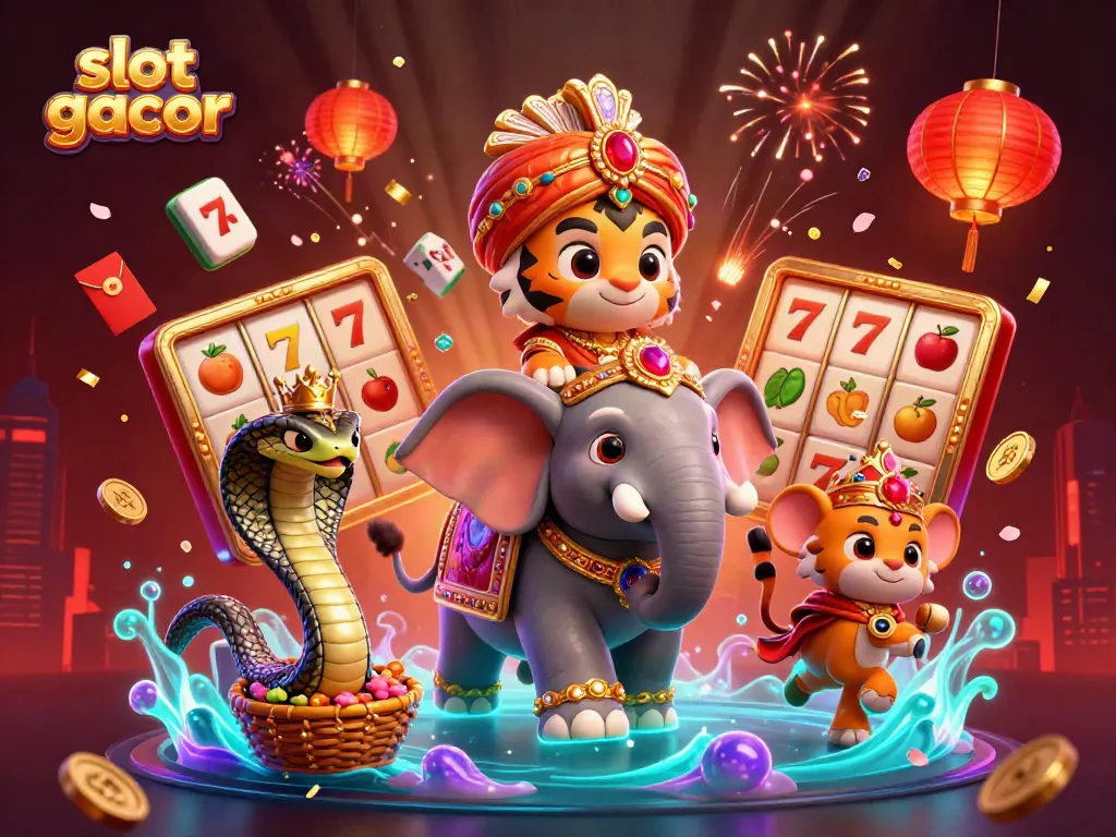 Engage in the vibrant world of slot gacor with a rich 3D illustration capturing the thrill of spinning reels and winning symbols.