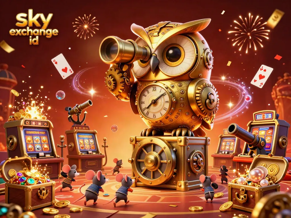 Place your bets with the vibrant sky exchange id scene featuring an owl and charming casino elements.