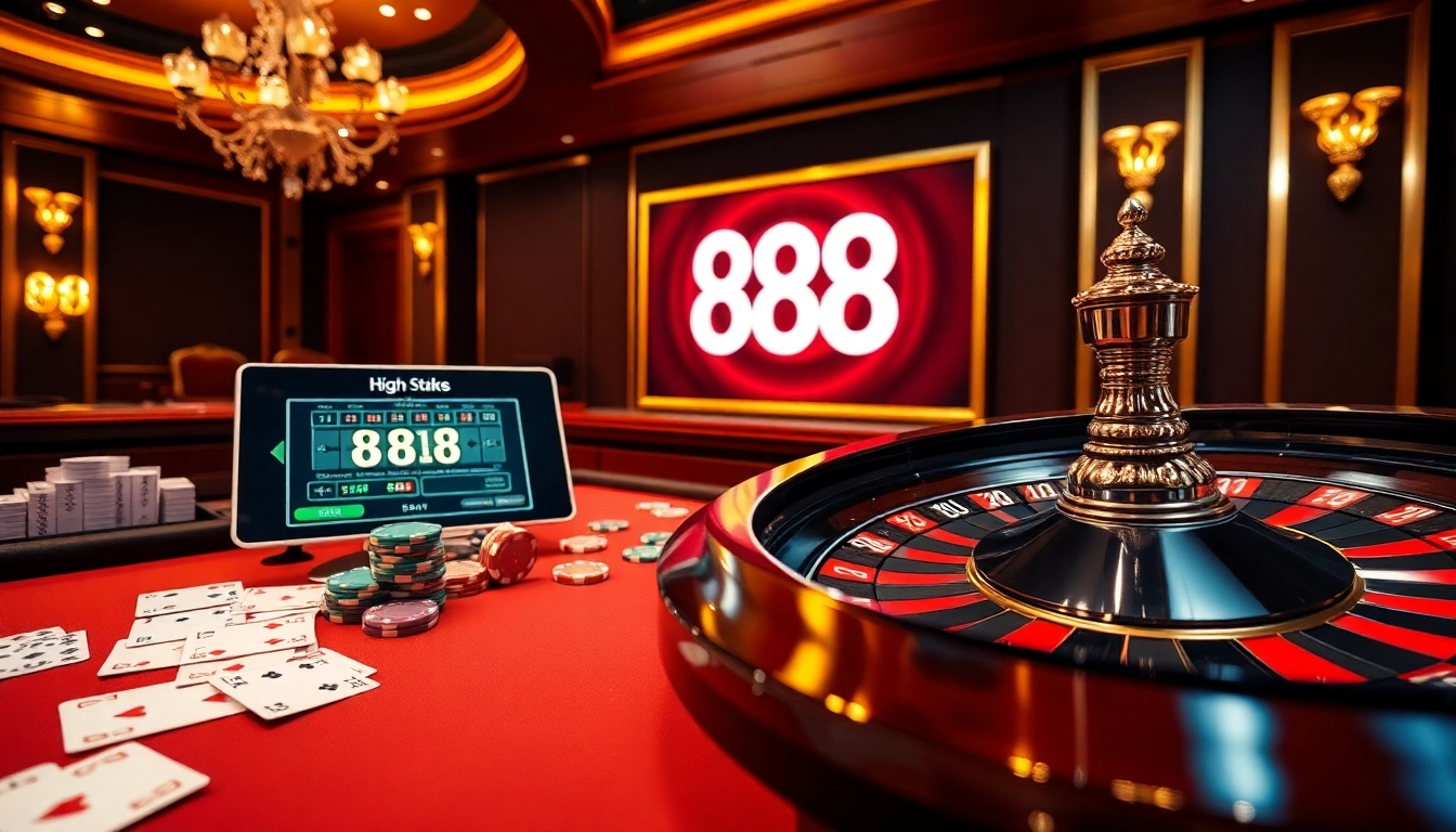 A player enjoys thrilling gameplay at an 88i casino table featuring poker chips and cards.