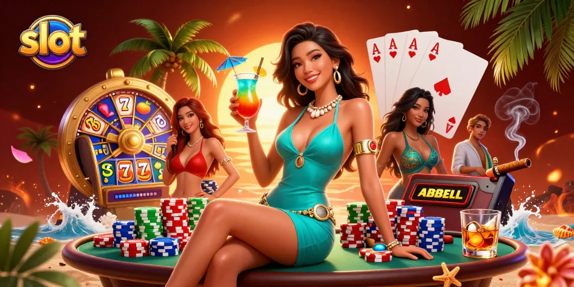 Spin for jackpots while enjoying slots in a vibrant tropical casino atmosphere.