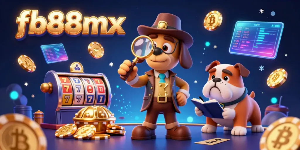 Experience thrilling gameplay at fb88mx with this rich 3D illustration featuring a detective and vibrant casino elements.