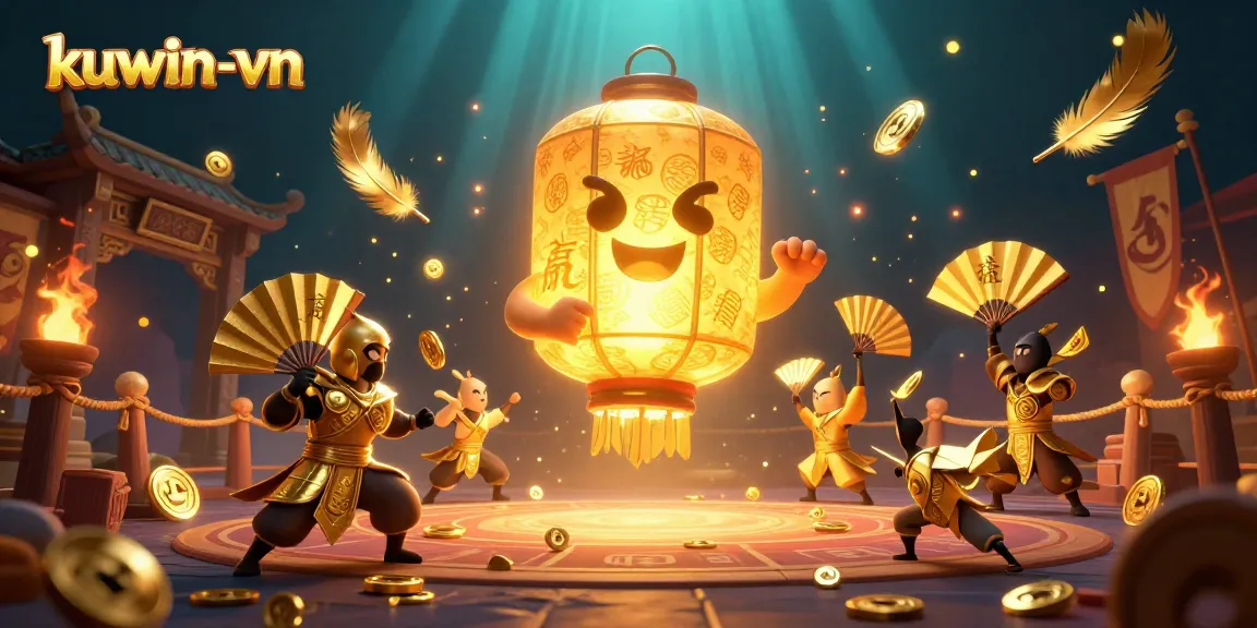 kuwin-vn invites players to win big with vibrant casino spirit illustration featuring golden elements and atmosphere.