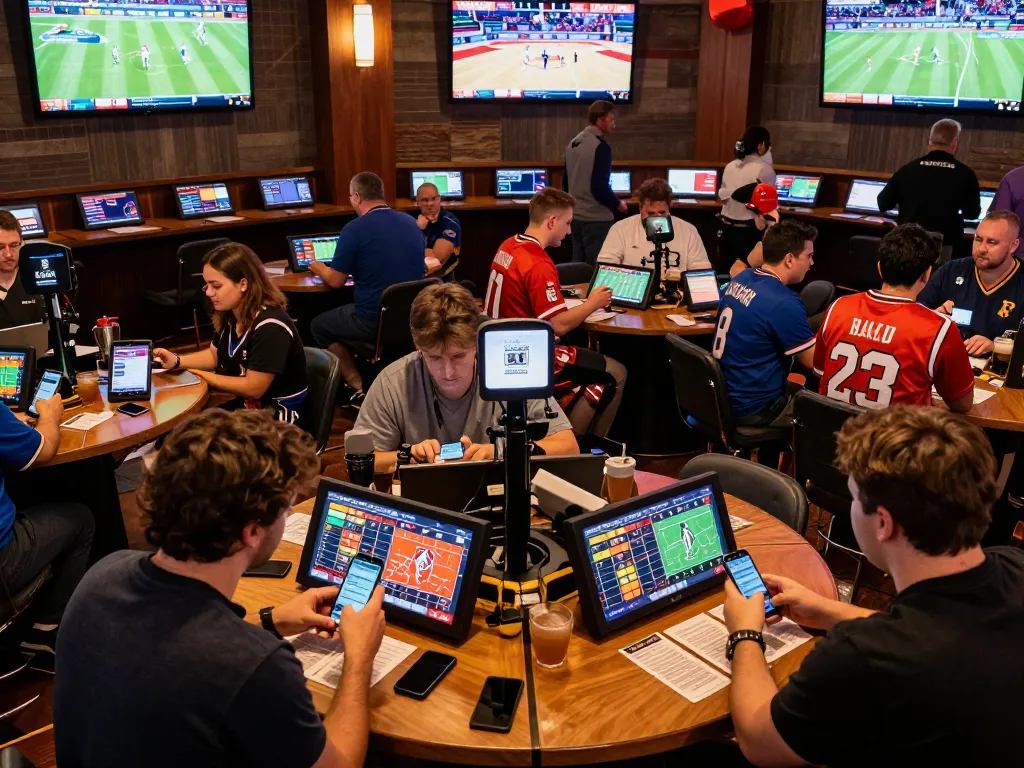 Exciting scene of sports fans using kèo nhà cái to place bets at a dynamic sportsbook with engaging live sports displays.