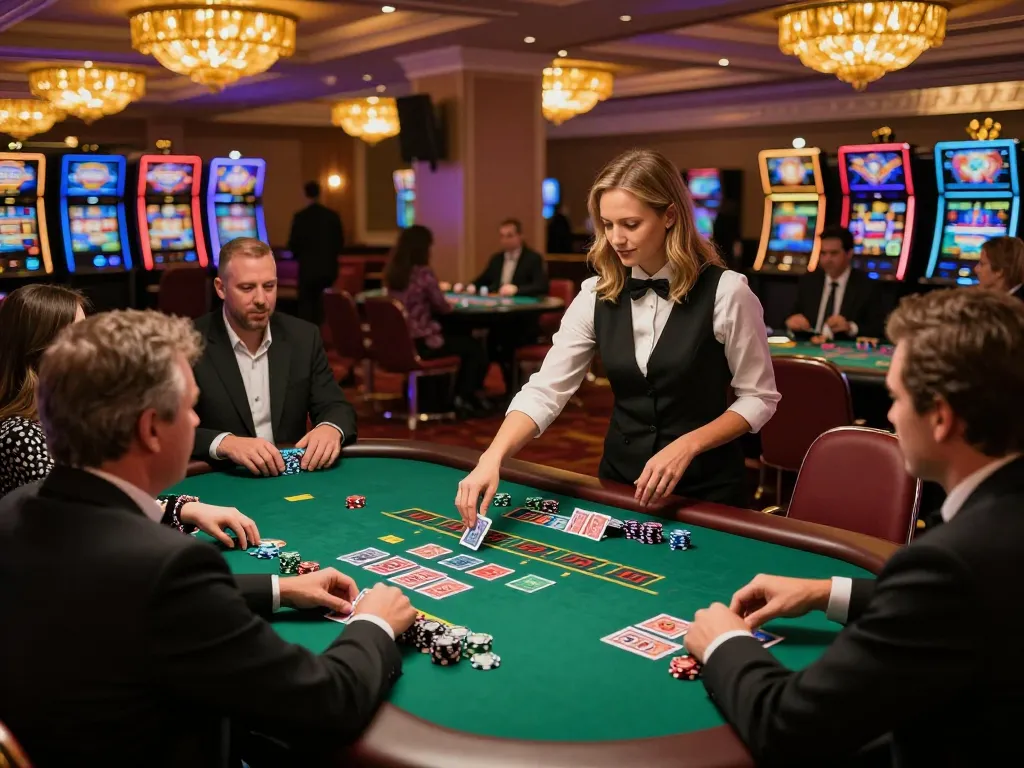Players at a blackjack table engaging in exciting gameplay at ok8386a casino, showcasing strategy and interaction.