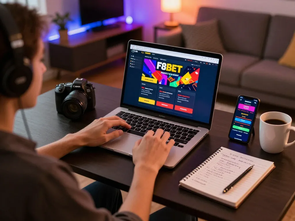 Engaged player using F8BET online platform for an immersive gaming experience and strategic betting.