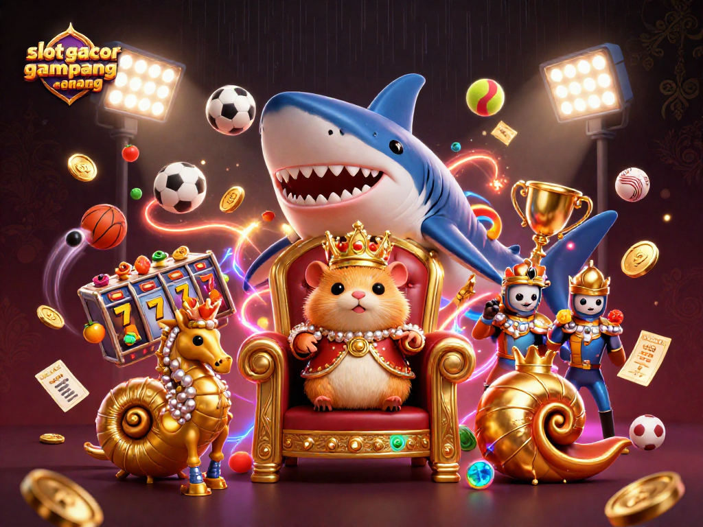 Experience slot gacor gampang menang with a dazzling 3D illustration of casino fun and excitement.
