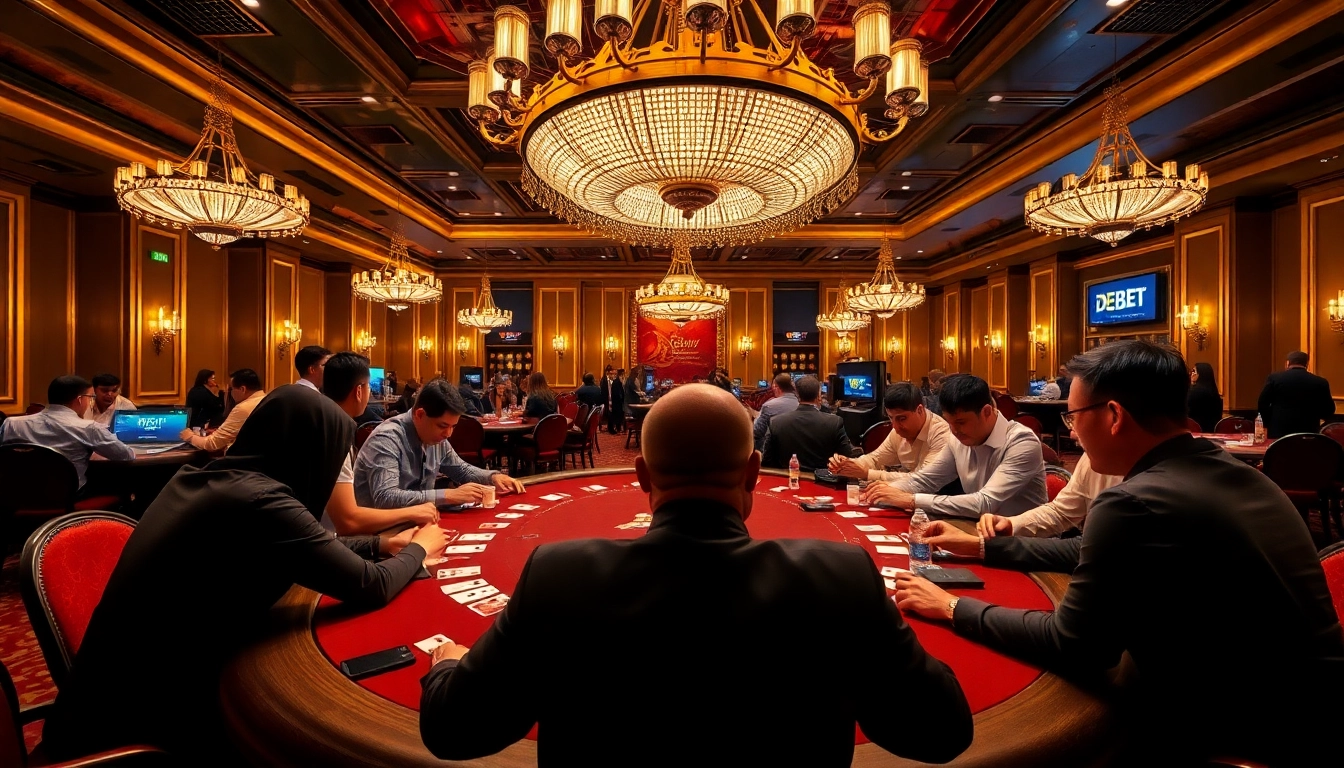 Experience the thrill of DEBET at a luxury casino poker table.