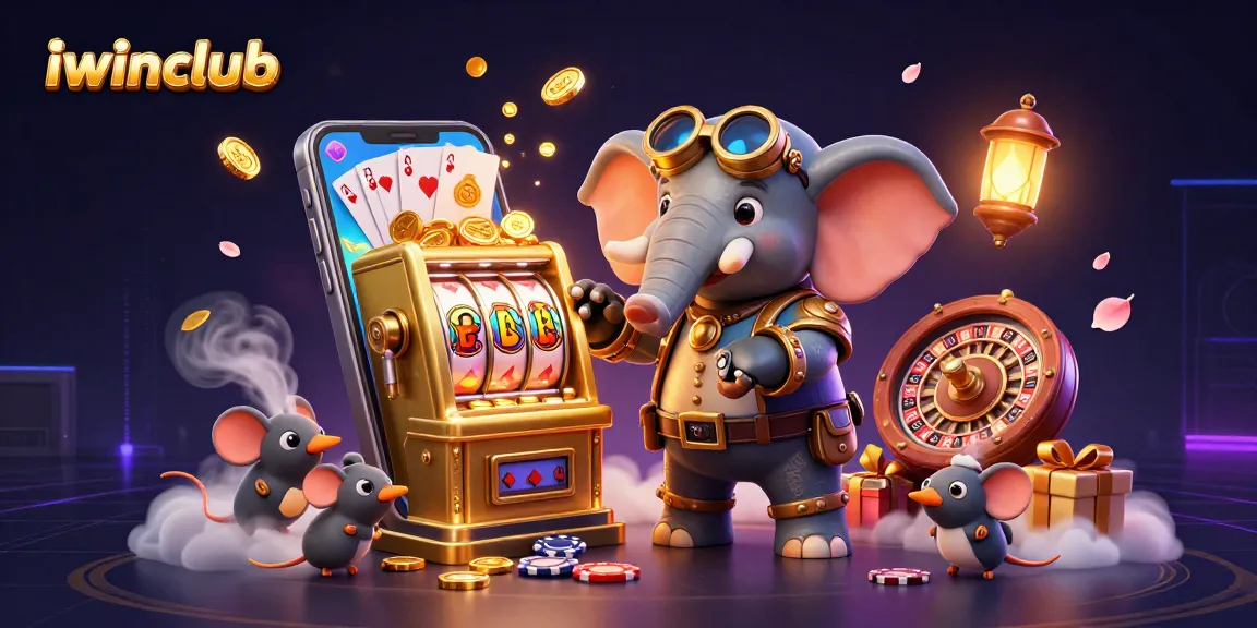 Spin to win at iwinclub with a steampunk elephant at the exciting slot machine.