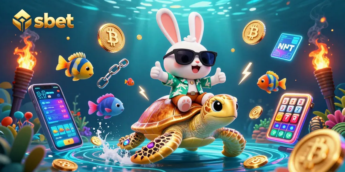 Join the excitement at shbet with a vibrant illustration of a lucky rabbit and golden sea turtle in a casino scene.