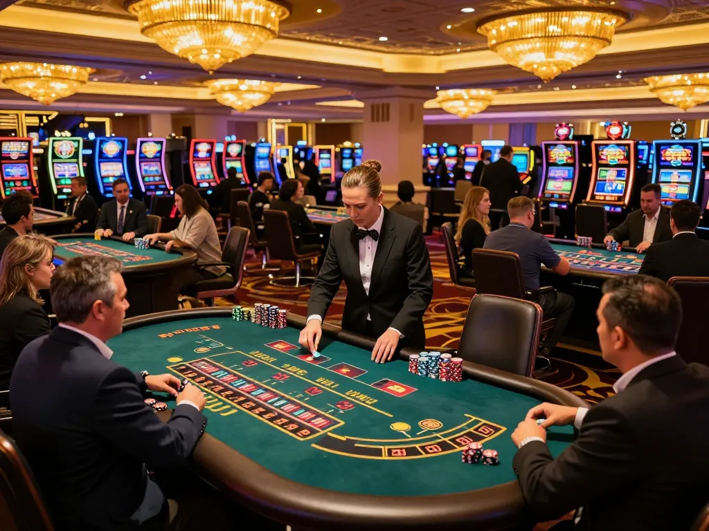 Players placing bets at a lively dh88 casino game table with vibrant ambiance