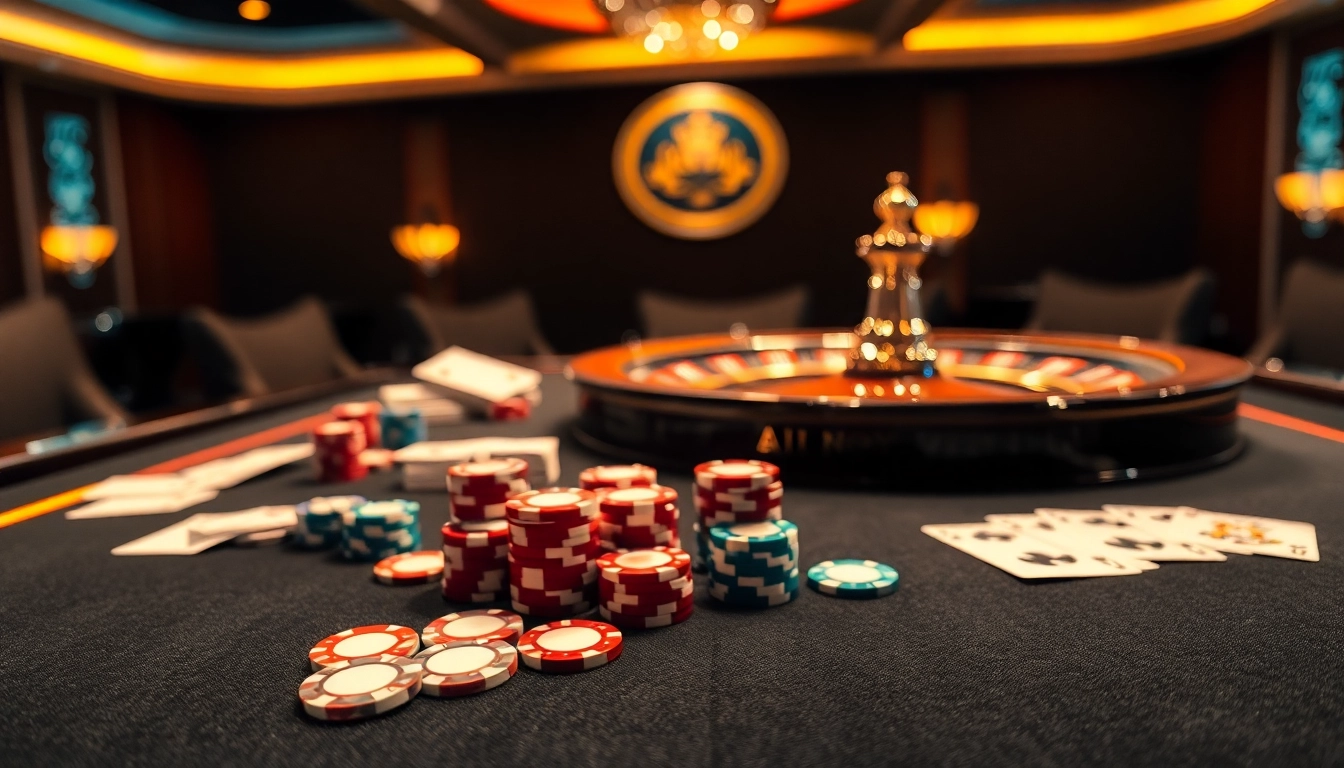 Play at the citinow casino with vibrant poker chips and a shining roulette wheel.