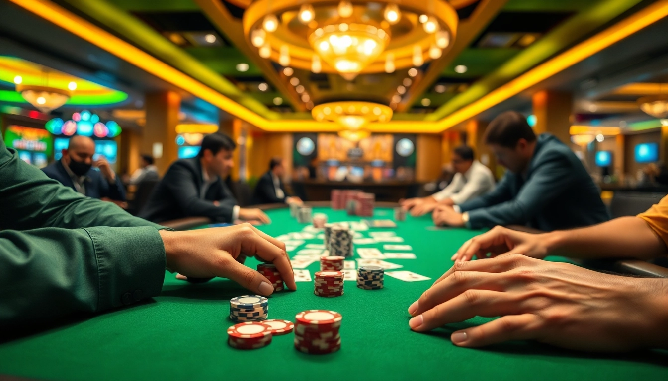 Menangkan permainan ARAHTOGEL di kasino dengan suasana seru dan penuh warna.