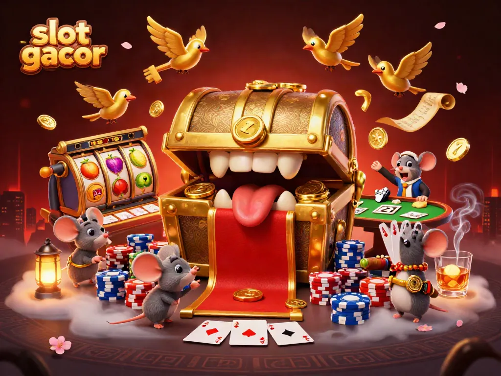 Menggoda pemain dengan slot gacor dan simbol keberuntungan dalam ilustrasi 3D yang memikat.