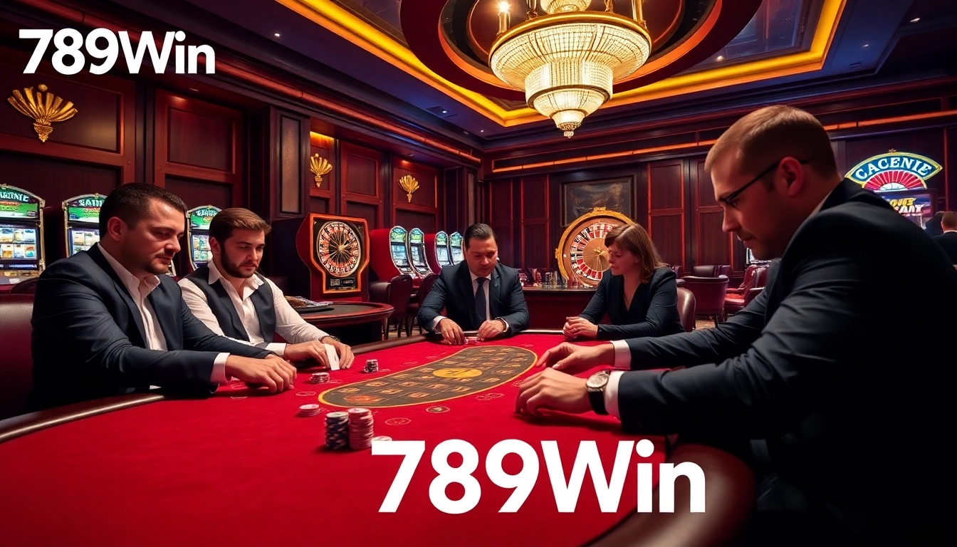 Intense poker action at 789Win casino with players vying for high stakes.