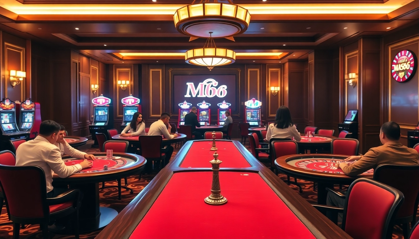 Experience the excitement of MB66 with engaging poker tables and vibrant casino ambiance.