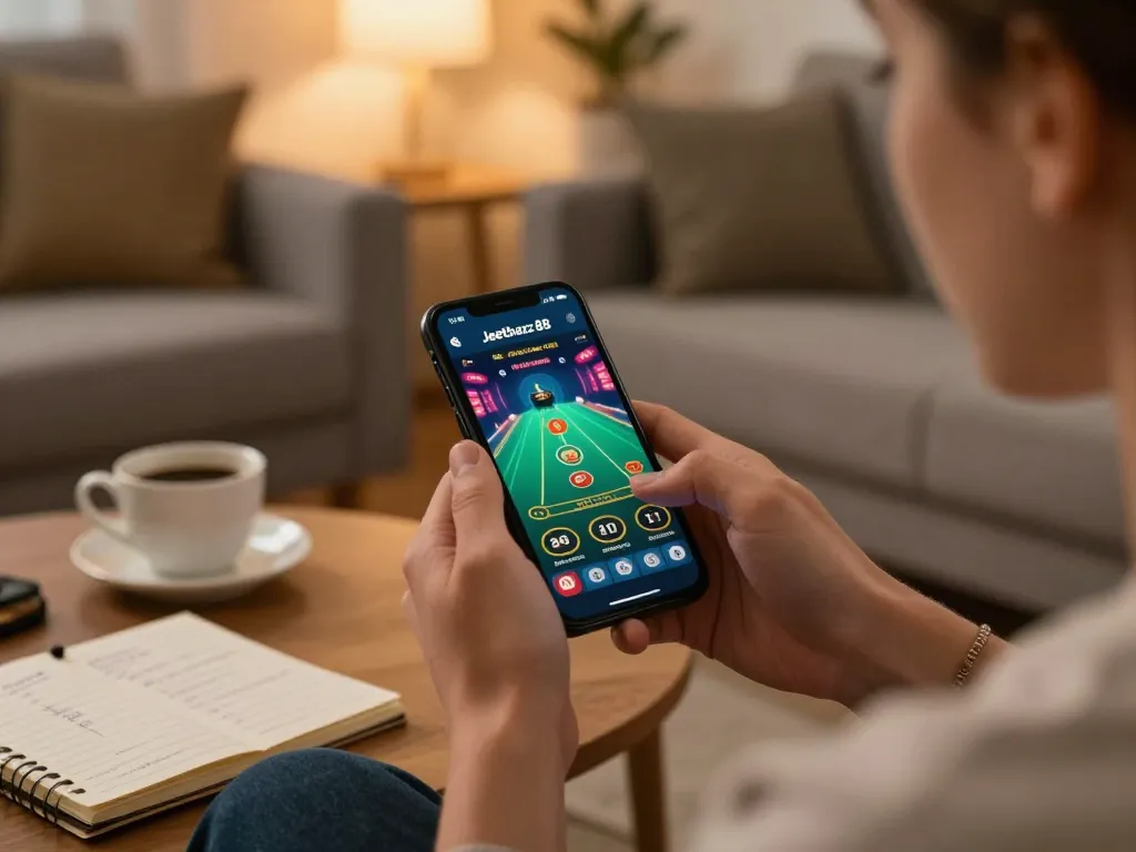 Playing on the Jeetbuzz 88 app for an exciting online gaming experience at home.