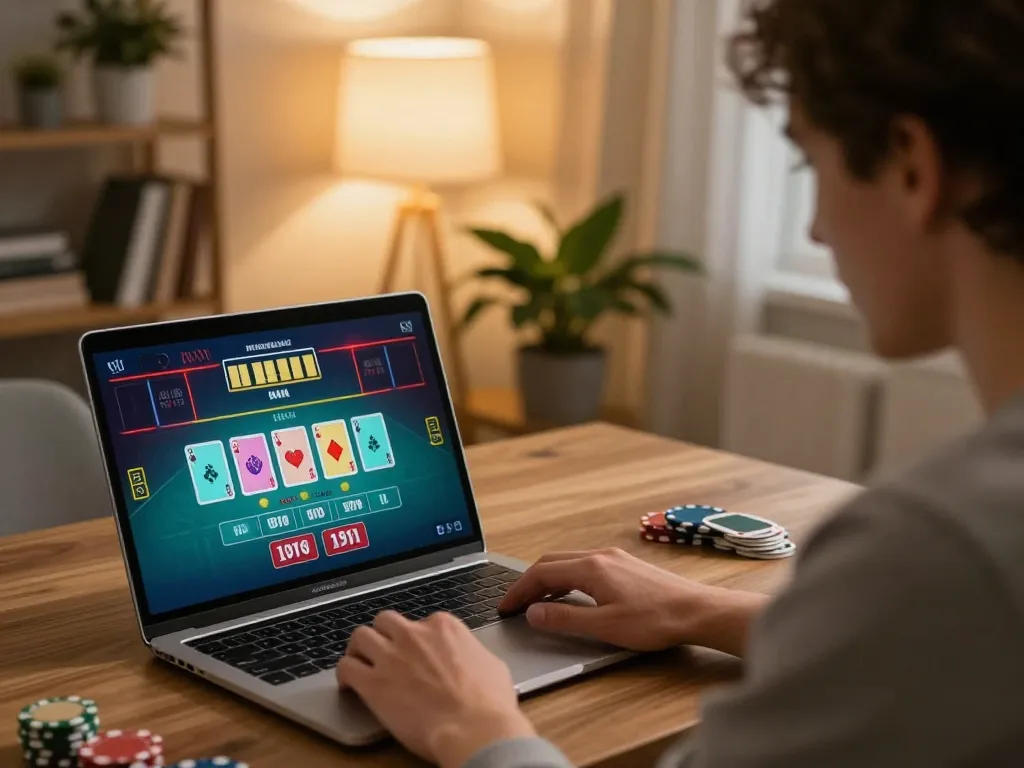 Engage in live dealer gaming on https://ph365.cx/ with a cozy home setup and strategic betting atmosphere.
