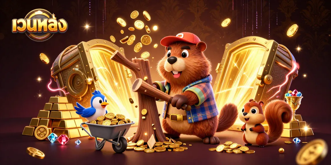 Engage with เว็บตรง strategies in this vibrant casino-themed illustration showcasing gold coins and treasure.