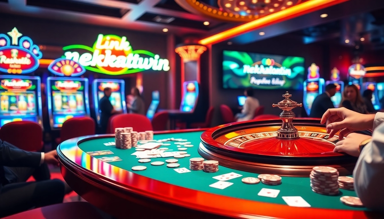 Experience the thrill of high-stakes gaming at the table with link alternatif nekatwin terbaru displayed in a vibrant casino atmosphere.