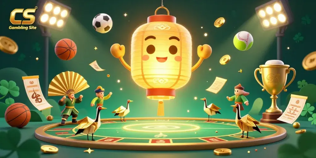 Experience the excitement of CS Gambling Site with a vibrant scene of animated characters and casino elements.
