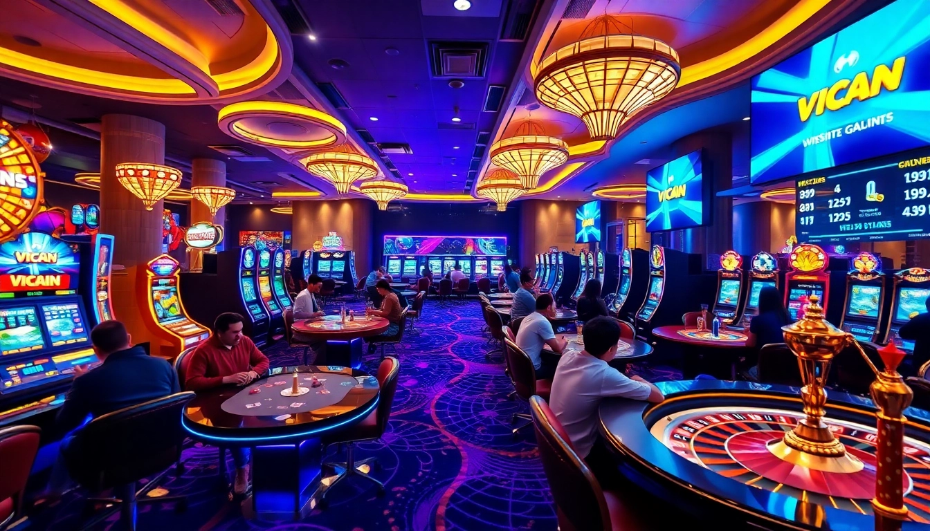 Experience the excitement of vicwin's online gaming with vibrant casino visuals.