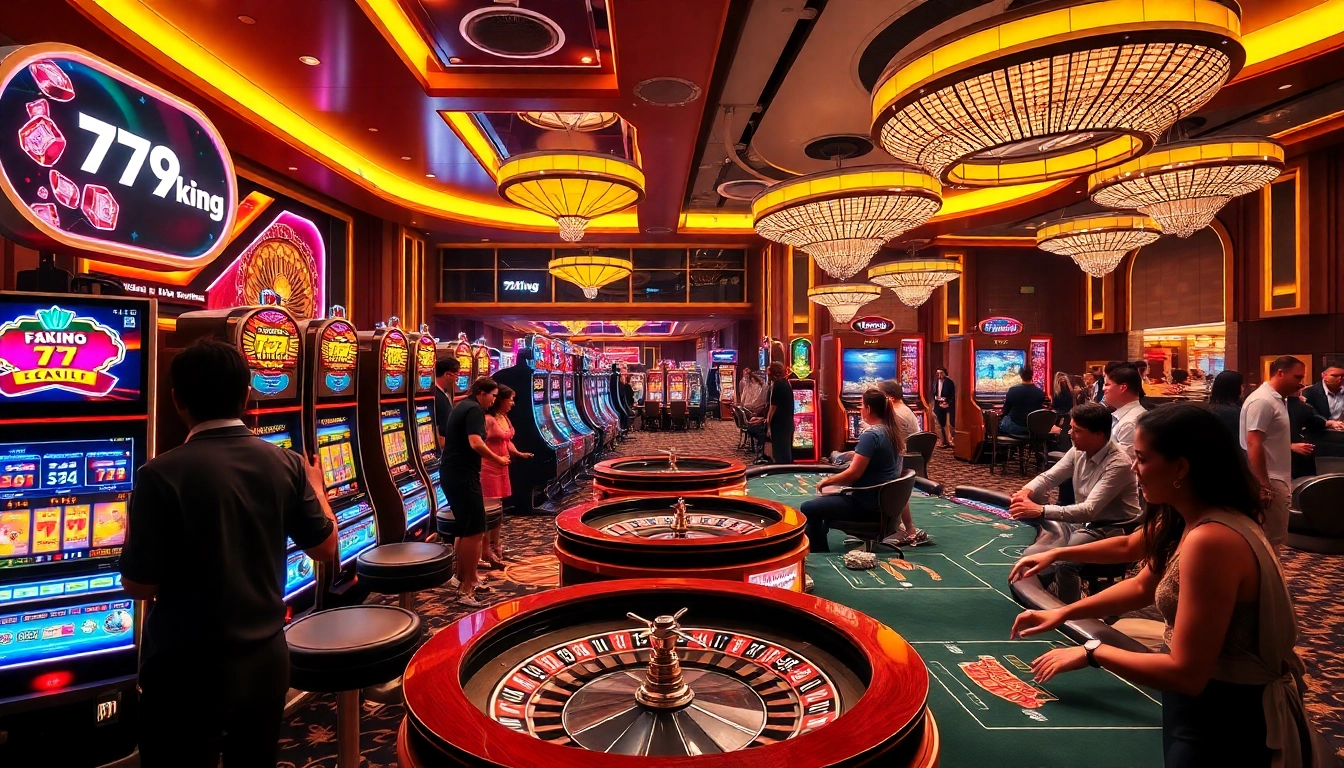 Players winning at 79king casino with vibrant slot machines and exciting games.