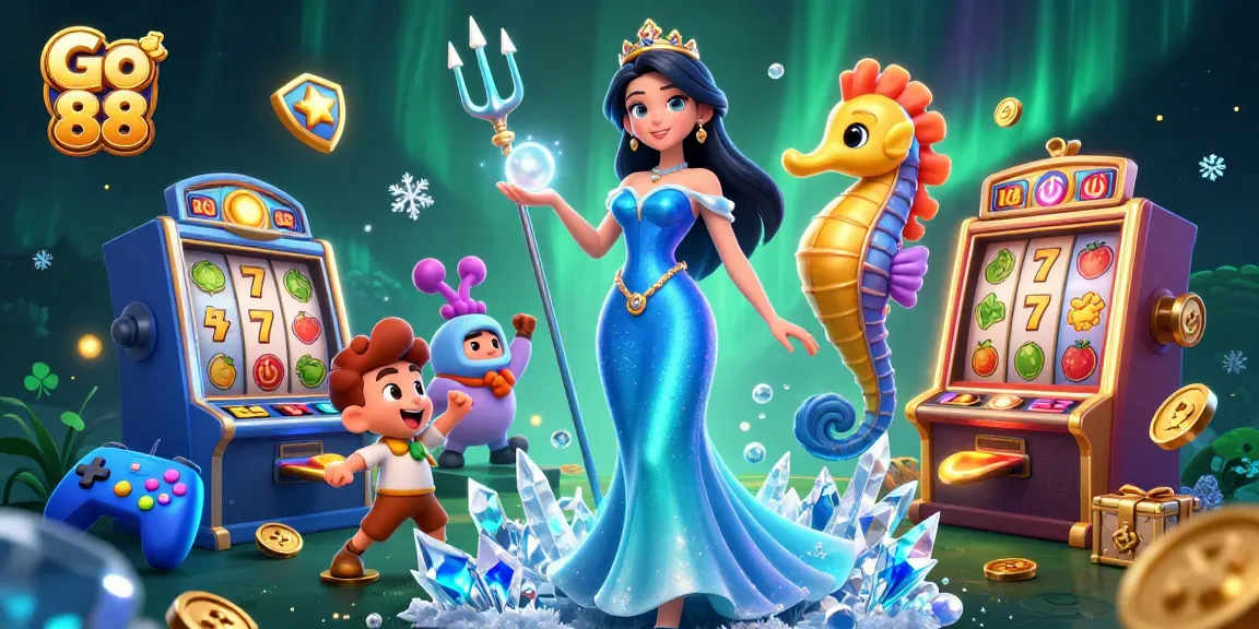 Engage with Go 88's vibrant casino world, showcasing a dazzling underwater scene filled with slots.