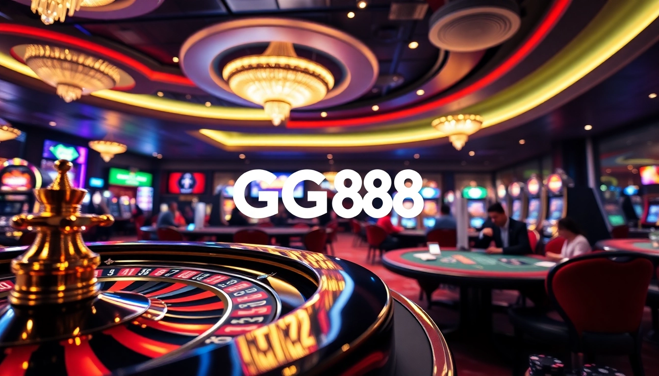 Experience the excitement of GG88 casino with vibrant tables, roulette wheels, and dynamic gamers.