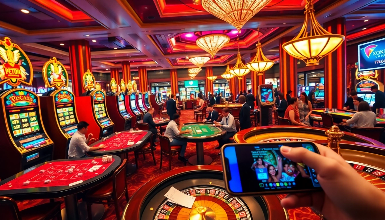 Experience exciting gaming action at https://789f.living/, featuring poker tables, roulette wheels, and vibrant slot machines.