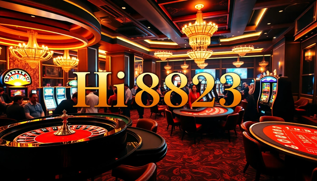 Experience the excitement of Hi8823 with roulette, poker, and slot machines in a luxurious casino.