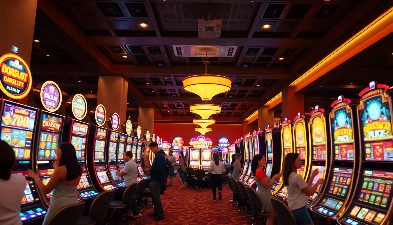Exciting gaming atmosphere featuring doaslot slot machines on a vibrant casino floor