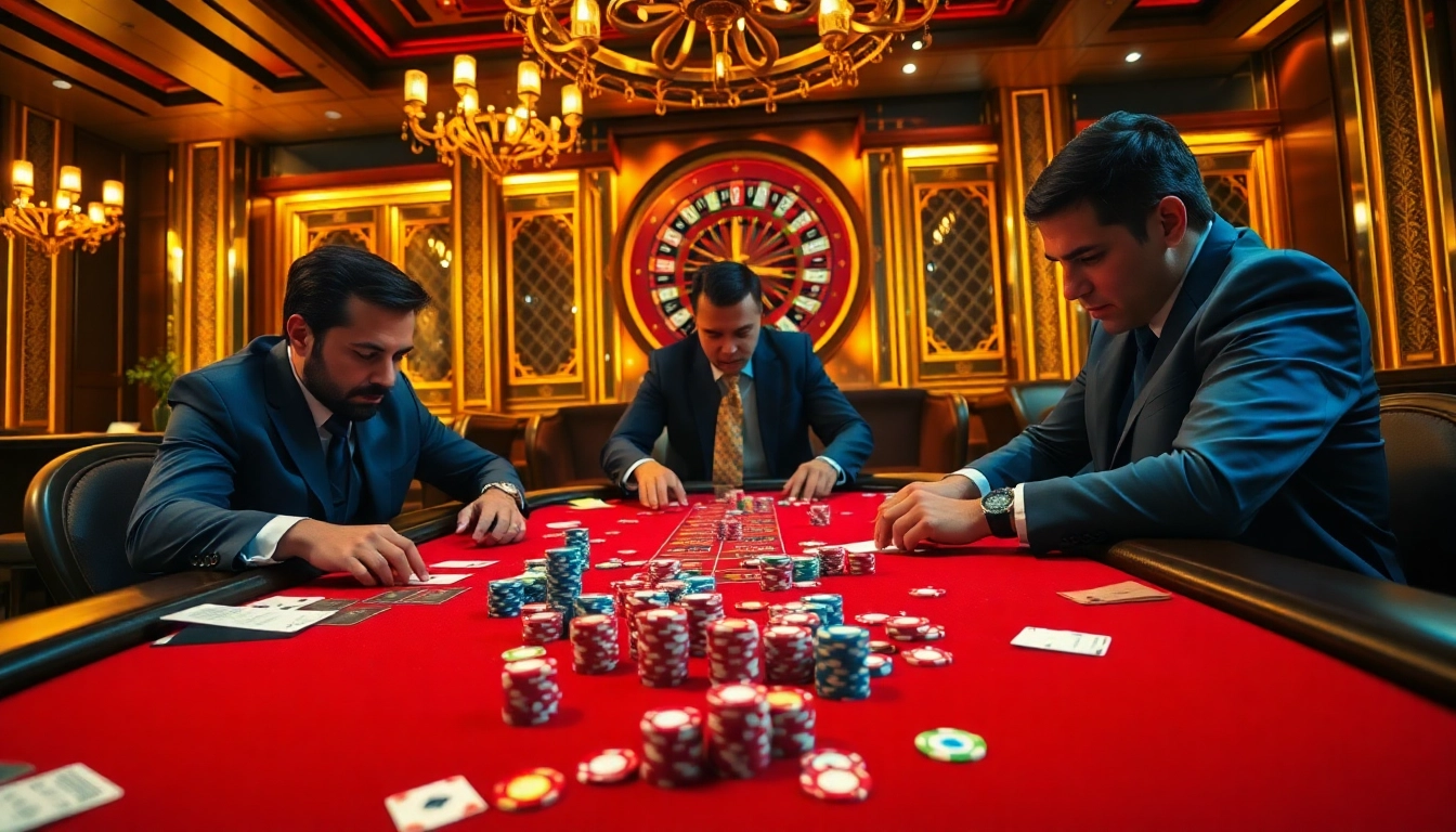 שחקני פוקר ב-Stake מתחרים בהתרגשות על שולחן קזינו יוקרתי.