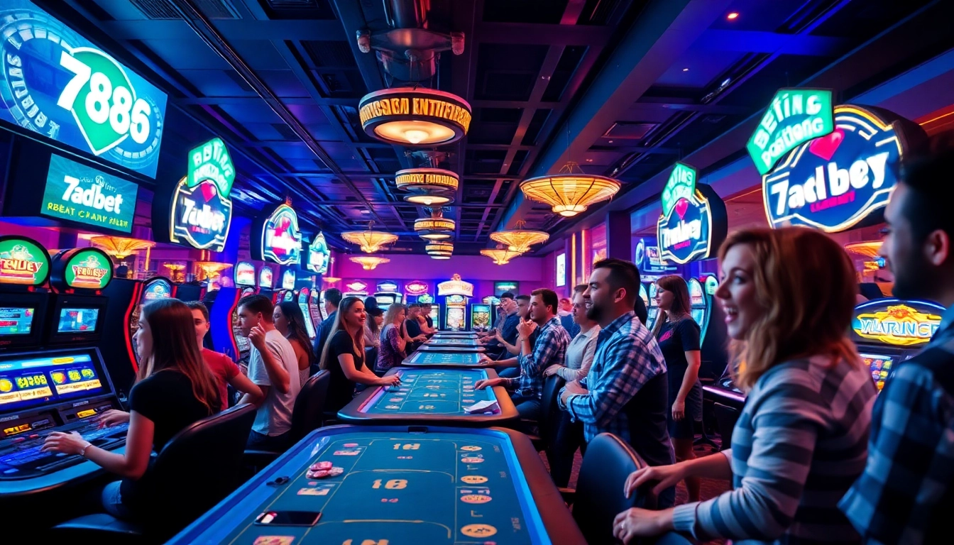 Exciting atmosphere of 789bet events with players enjoying games in a vibrant casino setting.