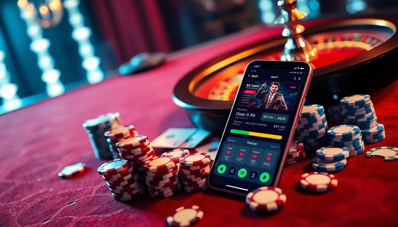 8xbet tải app showcased alongside poker chips and cards on a luxurious casino table.