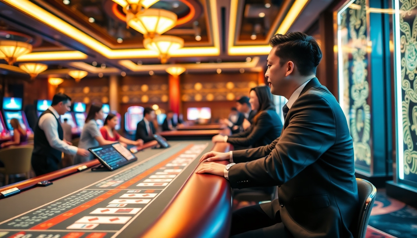 에볼루션 카지노의 생동감 넘치는 카지노 환경에서 게임을 즐기는 플레이어들.