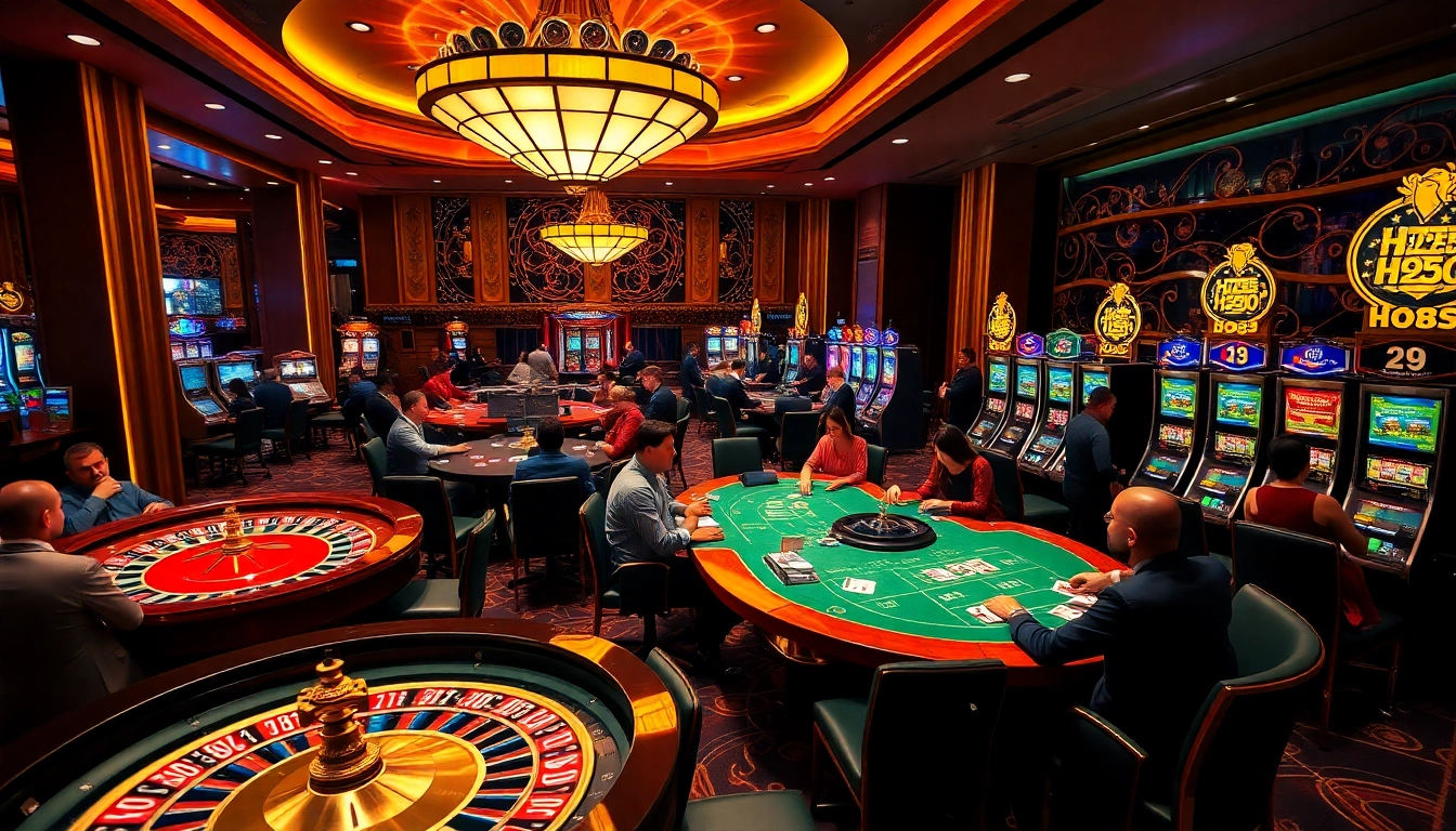 Experience thrilling gameplay at hz88 with vibrant casino tables and excited players.
