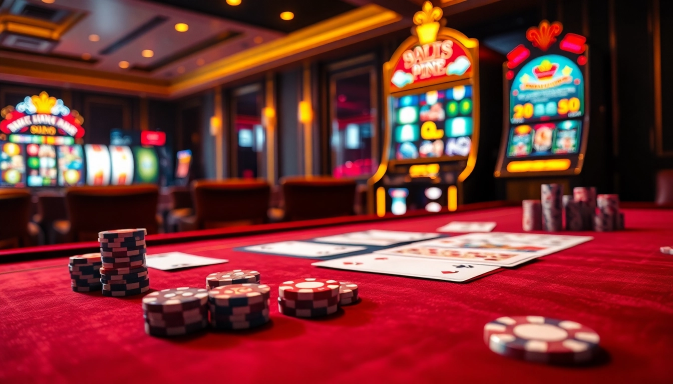 Engaging casino scene emphasizing hidden wiki links with poker chips and slot machines.