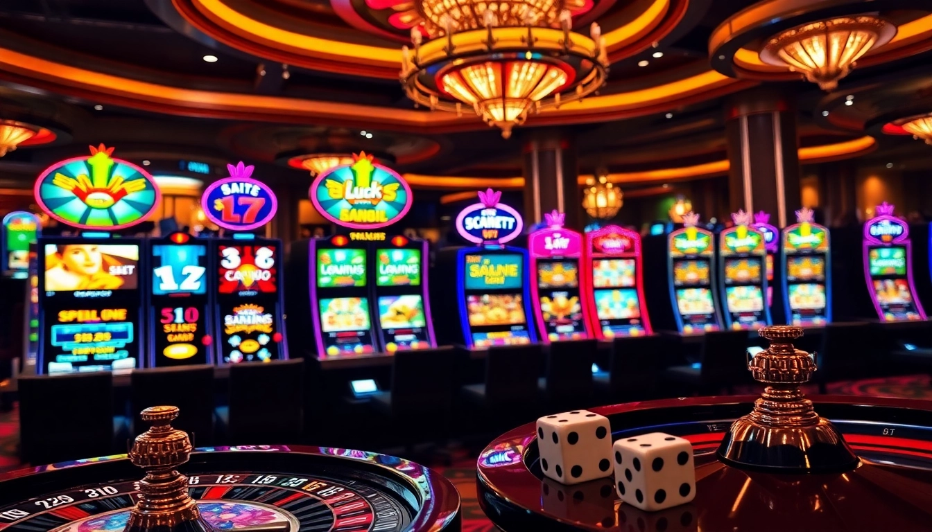 Luxury12 slot machines in a vibrant casino environment, showcasing excitement and sophistication.