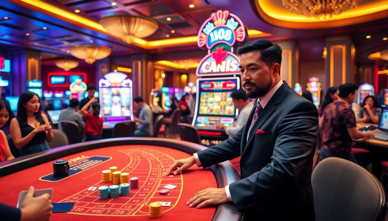 Experience thrilling gambling action at New88's vibrant casino, featuring live games and slot machines.