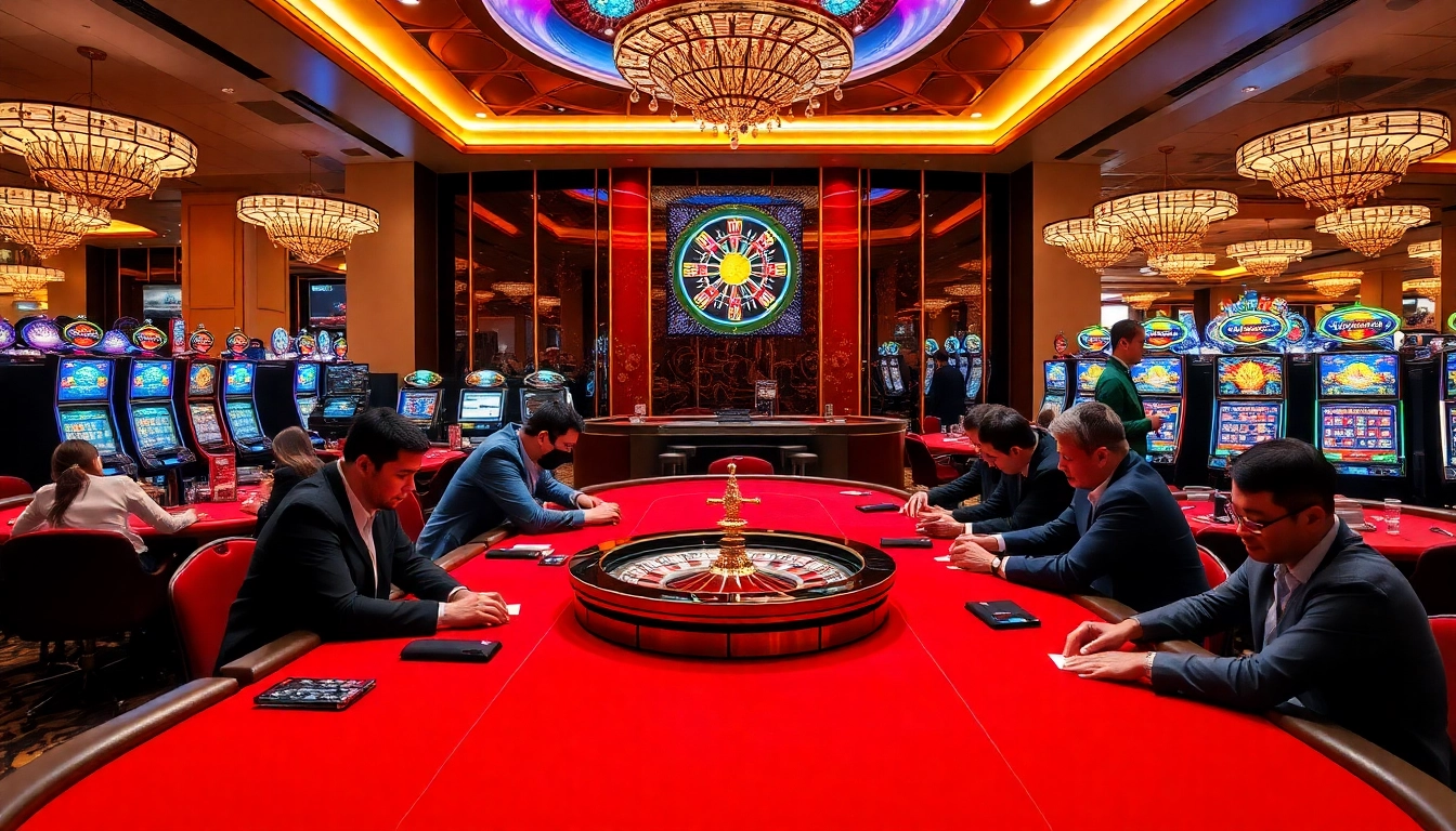 Engaged players thriving in a luxurious casino environment from tập đoàn okwin.