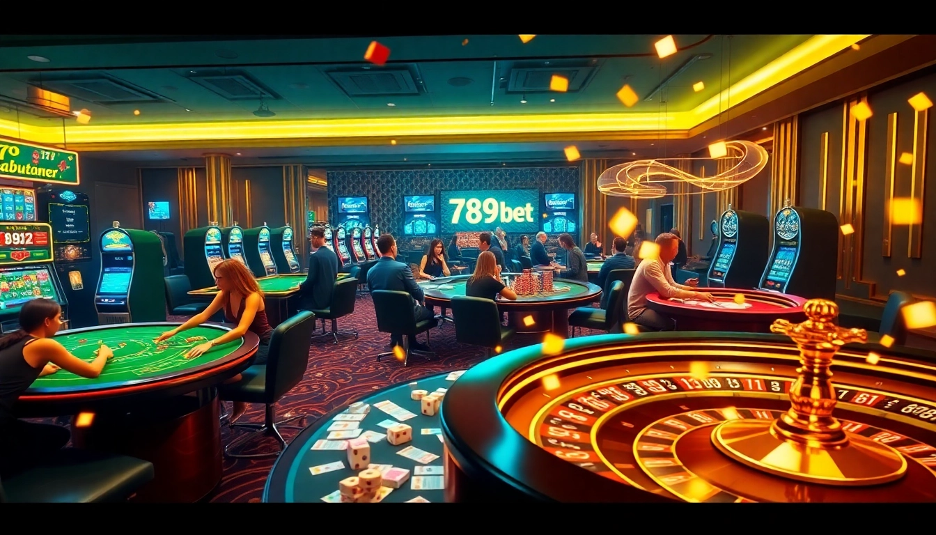 Experience the thrill of 789bet events with players enjoying lively games at luxurious casino tables.