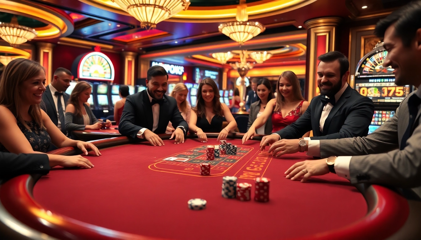 Betting excitement at a casino table featuring elements from https://fun793.org/ with chips and cards.