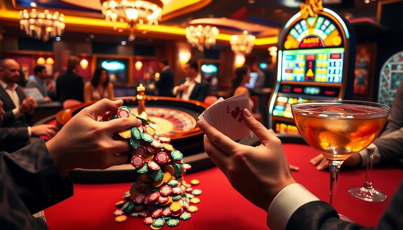 High-stakes players engaging at a luxurious casino featuring games from rr88co.net.